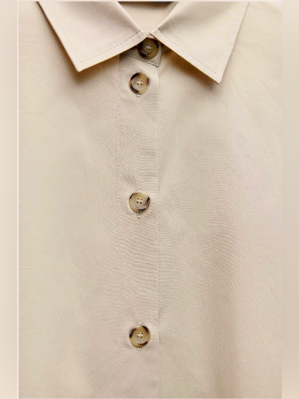 ZARA Relaxed Button-Front Beige Sz L Minimalist Normcore - Picture 7 of 8